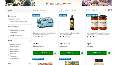 Sam's Club 'Authentically Italian Products' E-Commerce Shop
