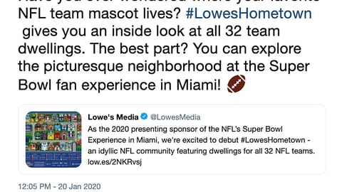 Lowe's Hometown NFL Super Bowl Twitter Update