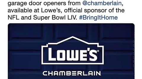 Lowe's Super Bowl 'Bring It Home' Chamberlain Twitter Update