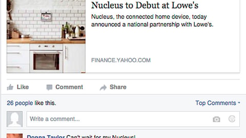 Nucleus 'Debut at Lowe's' Facebook Update