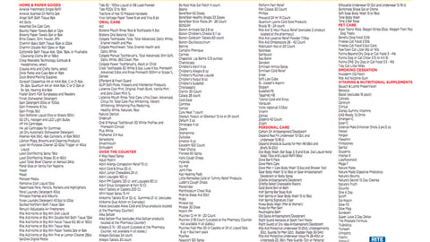 Rite Aid 'Starting Points' Product List