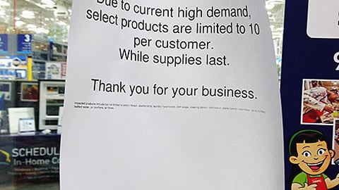 Lowe's COVID-19-Related Product Limit Sign