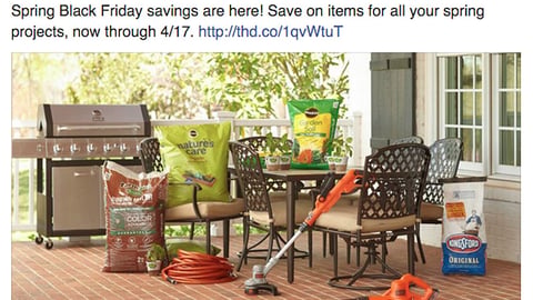Home Depot 'Spring Black Friday' Facebook Update