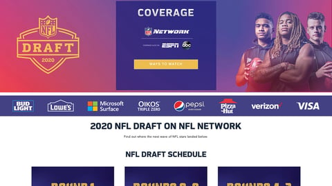 NFL Draft Web Page with Sponsors