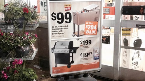 Home Depot 'Thrill of the Grill' Stanchion Sign