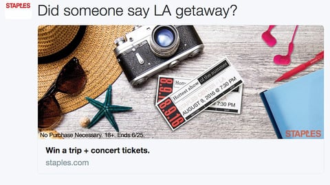 Staples 'LA Getaway' Twitter Update