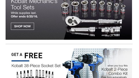 Lowe's Kobalt Incentive Email Ad