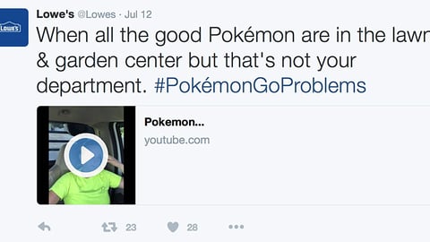 Lowe's Pokemon Go Twitter Update