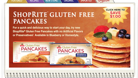 ShopRite 'Gluten Free Pancakes' Leaderboard Ad