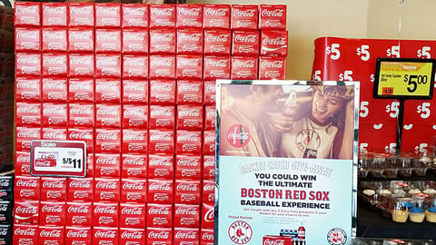 Shaw's Coca-Cola 'Basket Catch Give-Away' Stanchion Sign