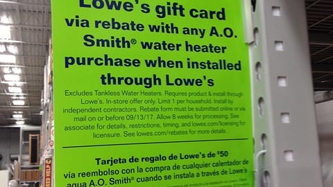 Lowe's A. O. Smith Incentive Sign