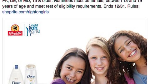 ShopRite Dove 'Right On, Girls' Facebook Update