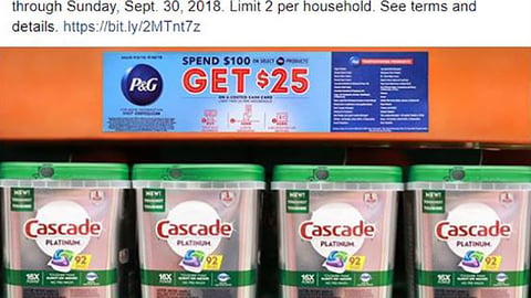 Costco P&G 'Time to Stock up' Facebook Update