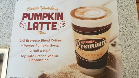 Speedway 'Pumpkin Latte' Counter Cling
