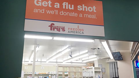 Fry's 'Get a Flu Shot' Ceiling Sign