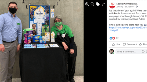Special Olympics NC Publix Facebook Update