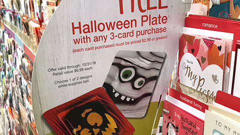 American Greetings Jewel-Osco 'Free Halloween Plate' Shelf Talker
