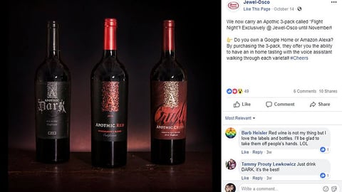 Jewel-Osco Apothic 'Flight Night' Instagram Update