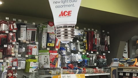 Ace 'Switch to LED' Ceiling Sign