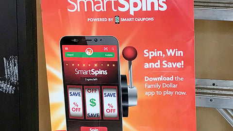 Family Dollar 'SmartSpins' Door Sign