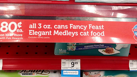 Petco Fancy Feast '50th Anniversary Sale' Shelf Sign