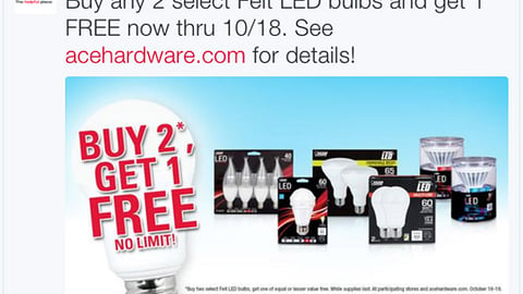 Ace 'Buy 2 Get 1 Free' LED Twitter Update
