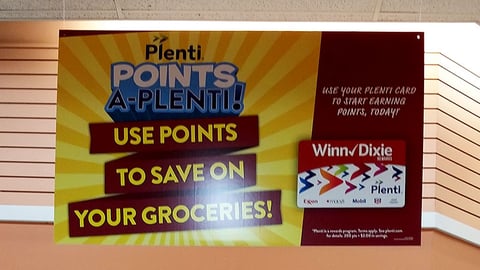 Winn-Dixie 'Use Points to Save' Ceiling Sign