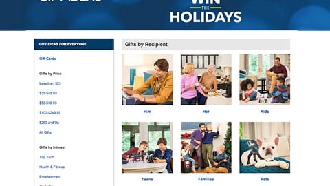 Best Buy Holiday 'Gift Ideas' Web Page