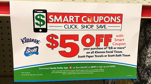 Family Dollar K-C 'Click. Shop. Save' Shelf Sign