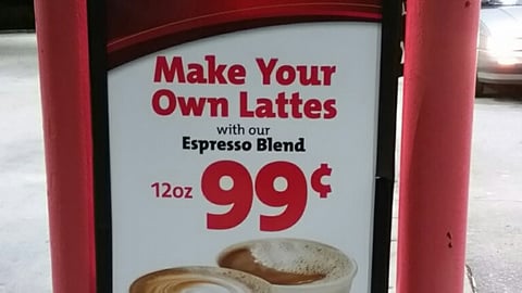 Speedway 'Make Your Own Latte' Bollard Sign