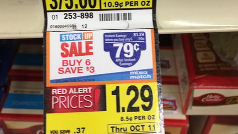 Jewel-Osco Betty Crocker 'Stock Up Sale' Price Label
