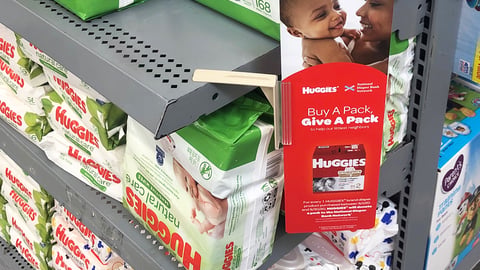 Huggies 'Buy a Pack, Give a Pack' Shelf Sign