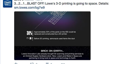 Lowe's 3D Printing Twitter Update