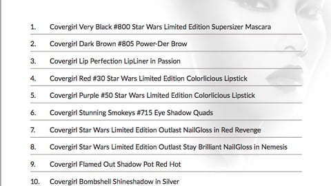 CoverGirl Rite Aid 'Star Wars Collection' Shopping List