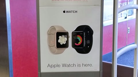 Target 'Apple Watch Is Here' Stanchion Sign