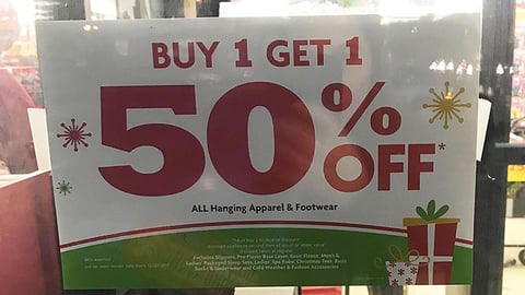 Family Dollar 'Buy 1 Get 1 50% Off' Window Sign