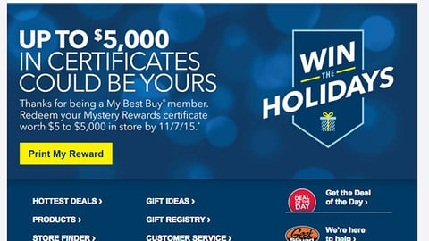 Best Buy 'Mystery Rewards' Holiday Email