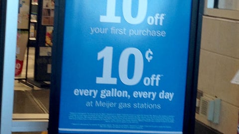 Meijer Credit Card 'New Benefits' Stanchion Sign