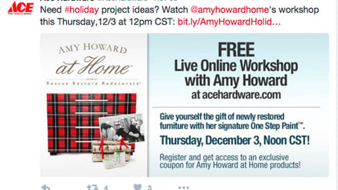 Ace 'Amy Howard Workshop' Twitter Update