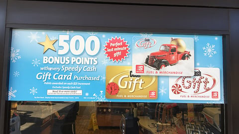 Speedway 'Speedy Cash Gift Card' Window Cling