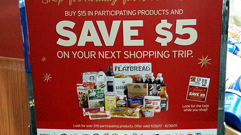 Hannaford 'Shop for Holiday Faves and Save' Rack Sign