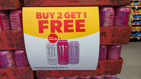 Circle K Monster Energy 'Buy 2 Get 1 Free' Pallet Sign