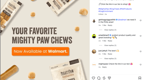 Mighty Paw Walmart 'Patiently Waiting' Instagram Update