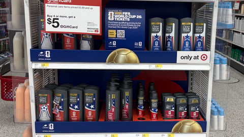Target Dove 'Win FIFA World Cup 26 Tickets' Endcap