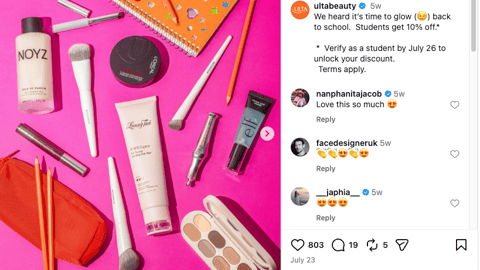 Ulta 'Glow Back to School' Instagram Update