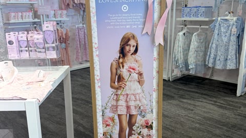 Target LoveShackFancy 'Dreamy Floral Looks' Stanchion Sign