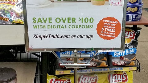 Simple Truth 'Save Over $100' Stanchion Sign