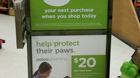 Petco 'Help Protect Their Paws' Stanchion Sign