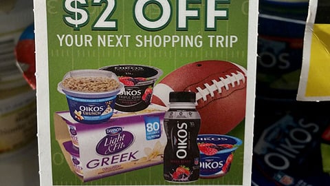 Dannon Hannaford '$2 Off' Price Sign