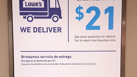Lowe's 'We Deliver' Framed Sign